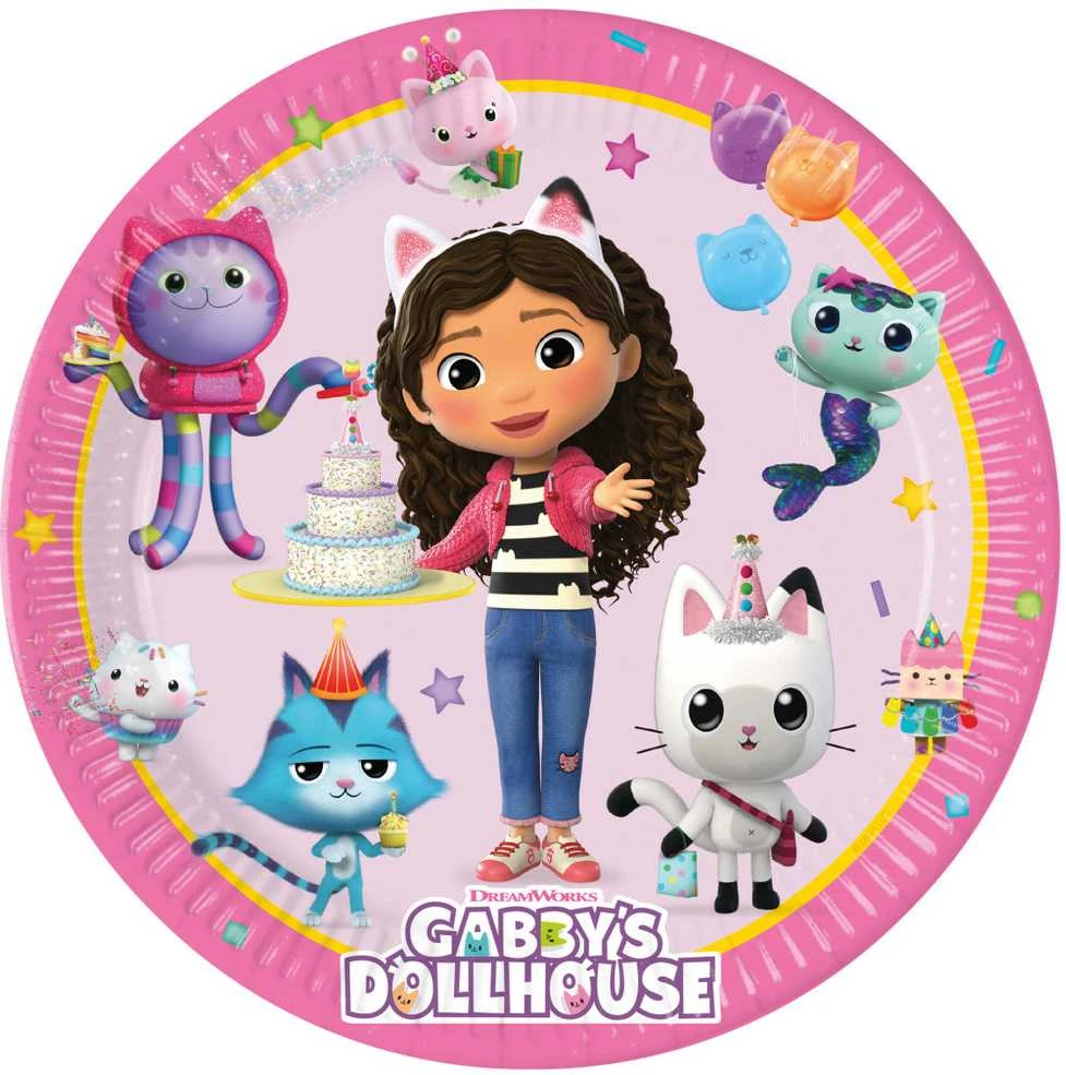 Popierinė lėkštė 20 cm Gabbys Doll House pakuotėje 8 Party GODAN 96038