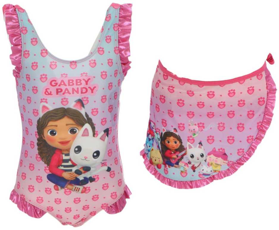 Gabby's Dollhouse Pandy vaikiškas maudymosi kostiumėlio ir sarongo komplektas 5-6 metams / 110-116 cm