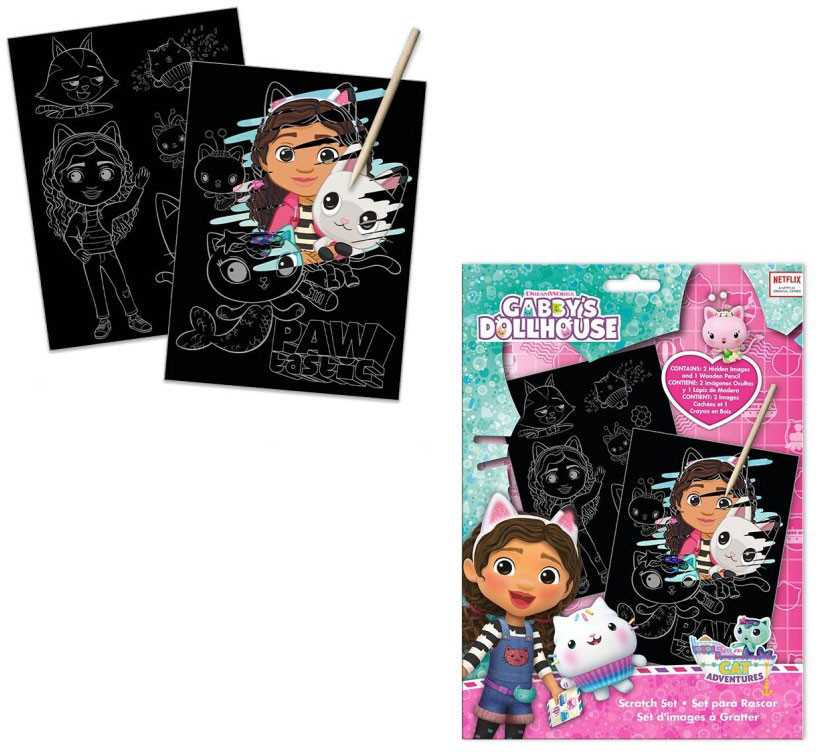 Kids Licensing Kids Euroswan Kūrybinis rinkinys – draskomasis paveikslėlis Kocių namelis Gabi. Gabby's Dollhouse GD00084 Kids Euroswan