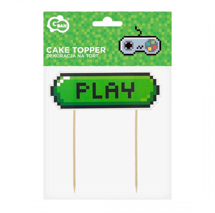 „Gamer Game On Play“ torto dekoracija 15 cm