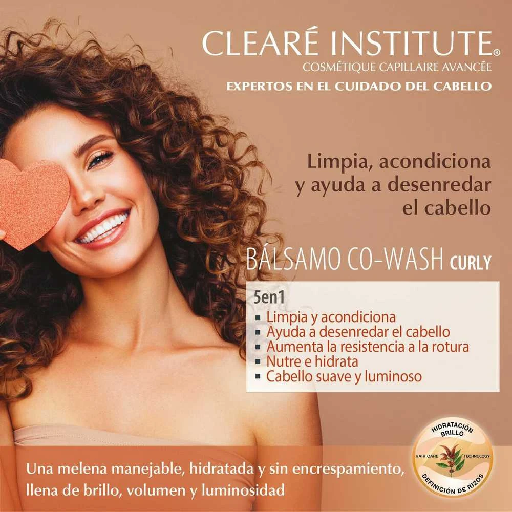 Clearé Institute Co-Wash Skirtas garbanotiems plaukams Skirtas garbanotiems plaukams Balm Defined Curls Moisturising Shine, 300 ml