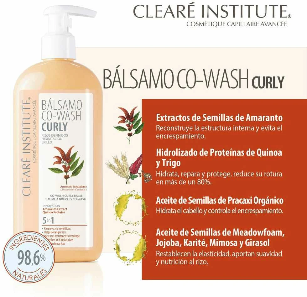 Clearé Institute Co-Wash Skirtas garbanotiems plaukams Skirtas garbanotiems plaukams Balm Defined Curls Moisturising Shine, 300 ml