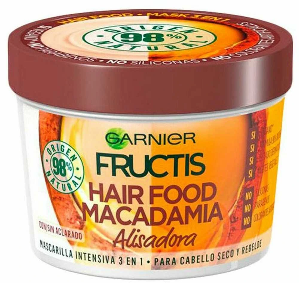 "Garnier Fructis Hair Food Macadamia Smoothing Mask" glotninanti plaukų kaukė 390ml