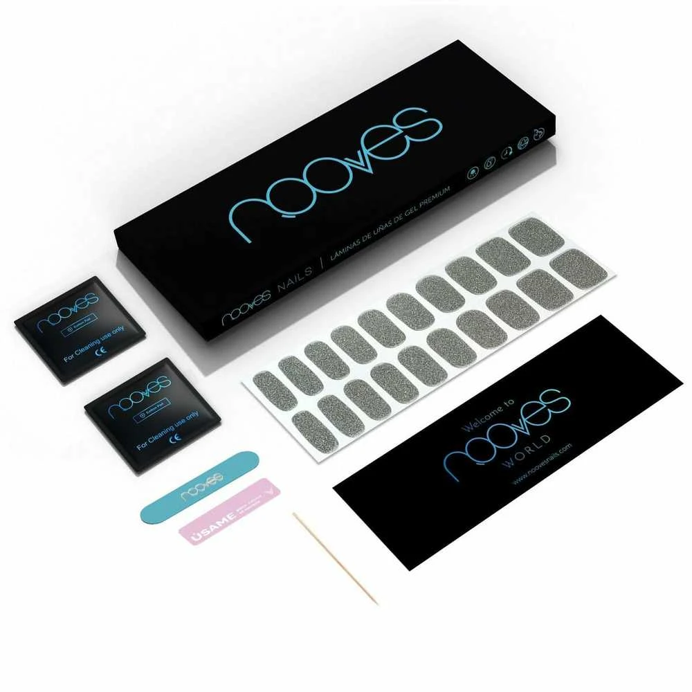 Nooves Láminas De Uñas De Gel Dazzling Diva Premium Glam Glitter Gris 20 U