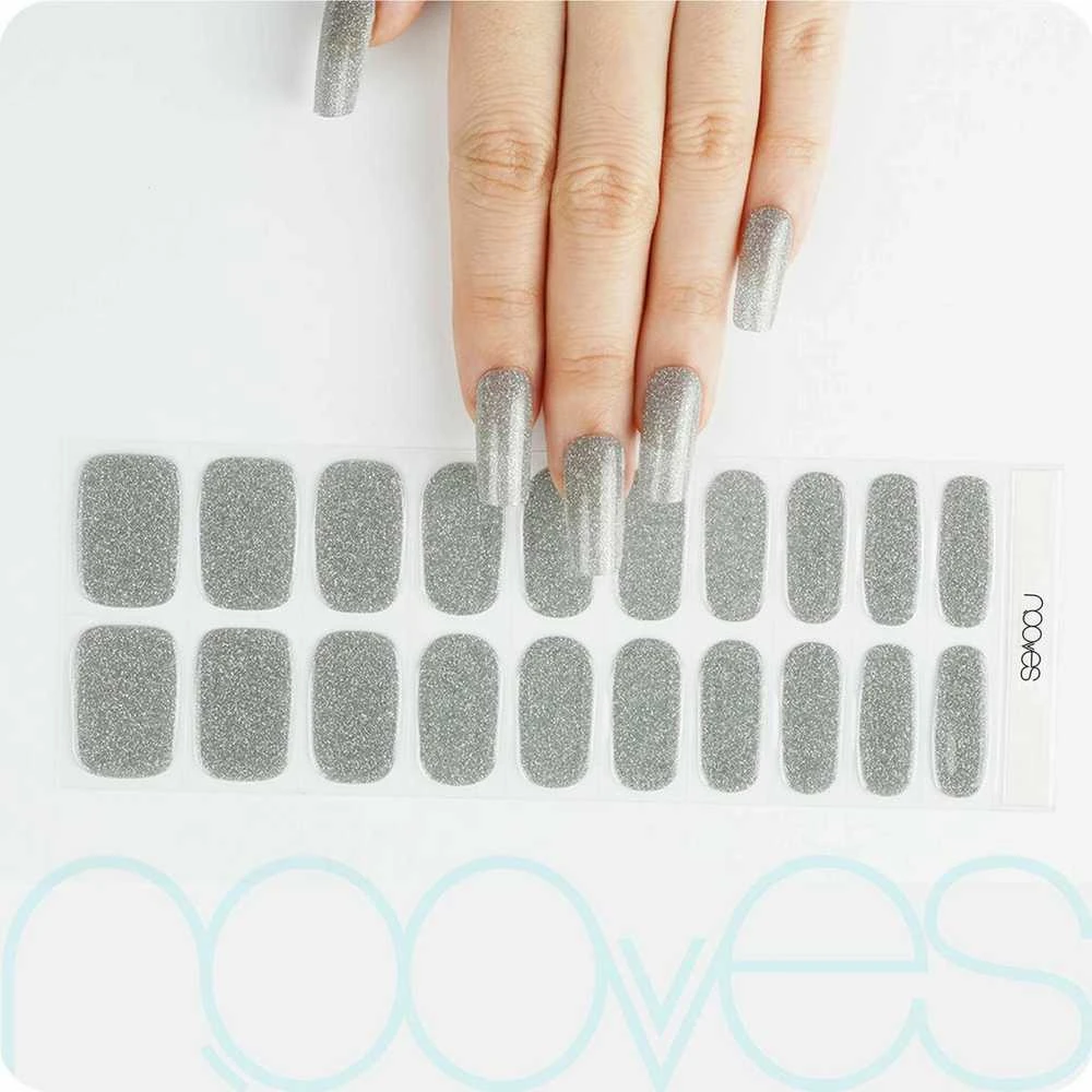 Nooves Láminas De Uñas De Gel Dazzling Diva Premium Glam Glitter Gris 20 U