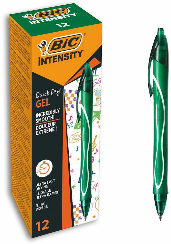 Bic Gelinis rašiklis Gel-Ocity Quick Dry, žalias, pakuotėje 12 vnt.