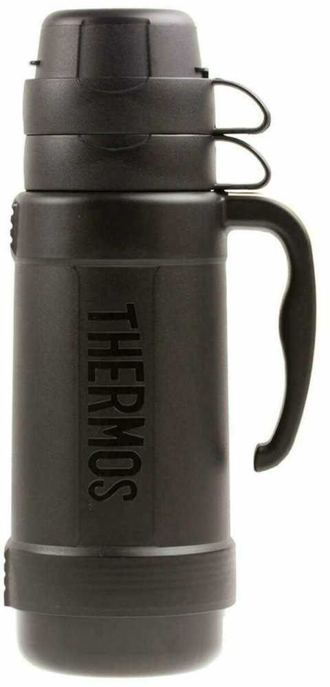 Thermos Stiklinis termosas su dviem puodeliais, 1 litras, juodas 194530 TERMOSAS