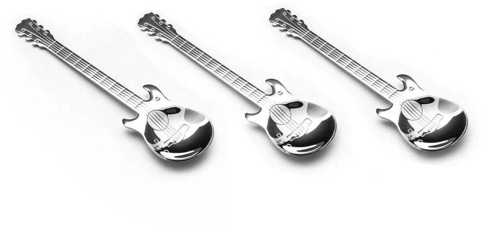 Gitaros metaliniai arbatos šaukšteliai, 3 vnt., SIDABRINGI