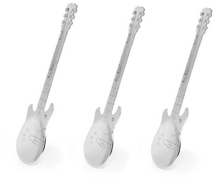 Gitaros metaliniai arbatos šaukšteliai, 3 vnt., SIDABRINGI