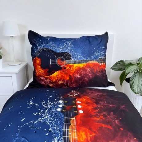 Patalynė su mikrofibry 140x200 Gitara tamsiai mėlyna poszewka 70x90