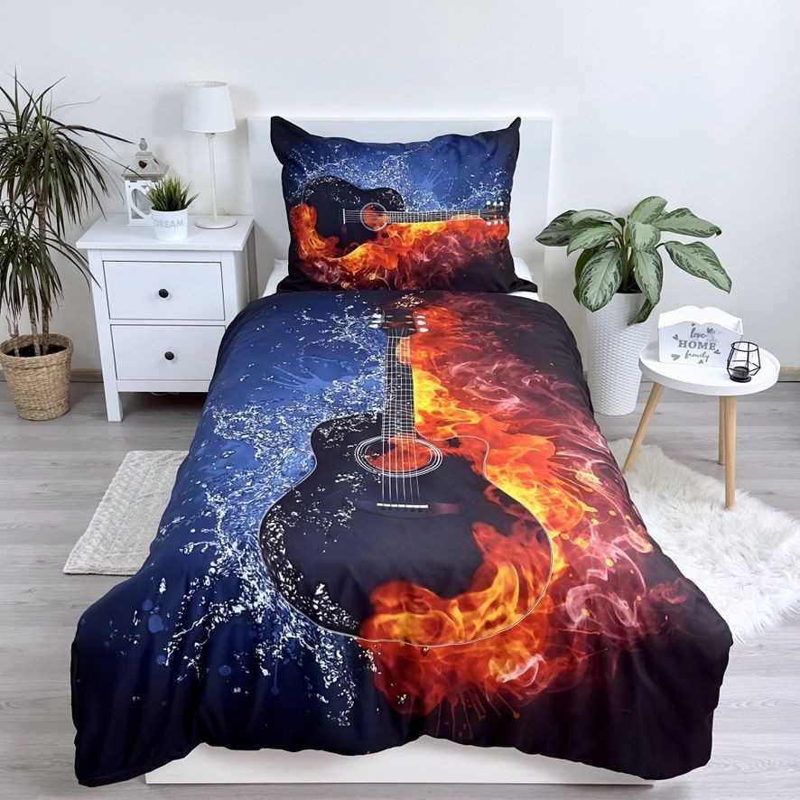 Patalynė su mikrofibry 140x200 Gitara tamsiai mėlyna poszewka 70x90