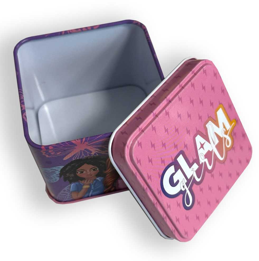 Glam Girls drugelio mini metalinė dėžutė 7,5 cm