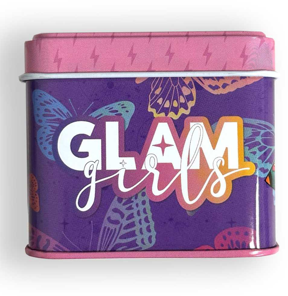 Glam Girls drugelio mini metalinė dėžutė 7,5 cm