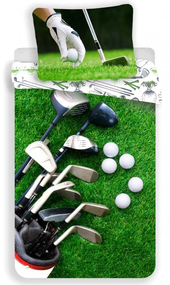 Patalynė bawełniana 140x200 Golf pole golfowe žalia 4997 poszewka 70x90 dla fana miłośnika golfa