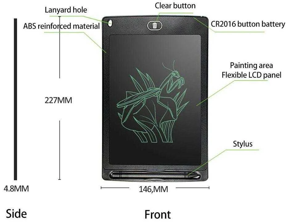 KRUZZEL 22454 8.5" juodas drawing tablet