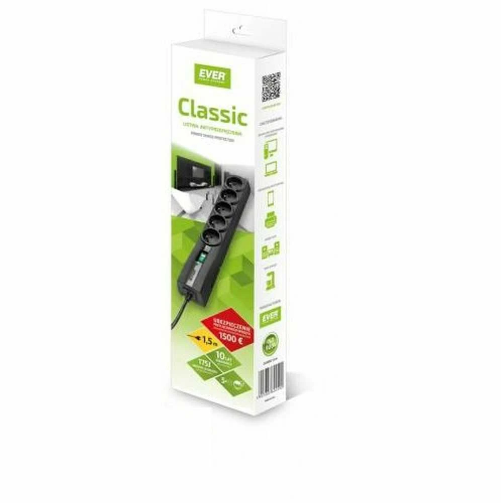 Ilgiklis - Ever CLASSIC Juodas 5 AC Lizdai 250 V 1.5 m