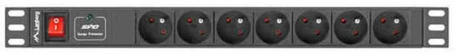 LANBERG PDU-07E-0200-BK PDU 1U 16A 7 rozetės prancūziškas 2m Juodas