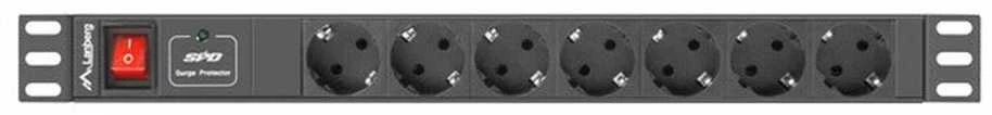 LANBERG PDU-07F-0200-IEC-BK PDU 1U 10A 7 sockets schuco 2m Juodas
