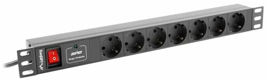 LANBERG PDU-07F-0200-IEC-BK PDU 1U 10A 7 sockets schuco 2m Juodas