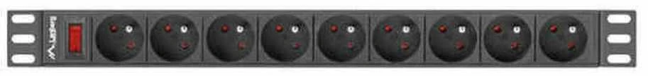 LANBERG PDU-09E-0300-BK PDU 1U 16A 9 sockets uni-schuko 3m Juodas