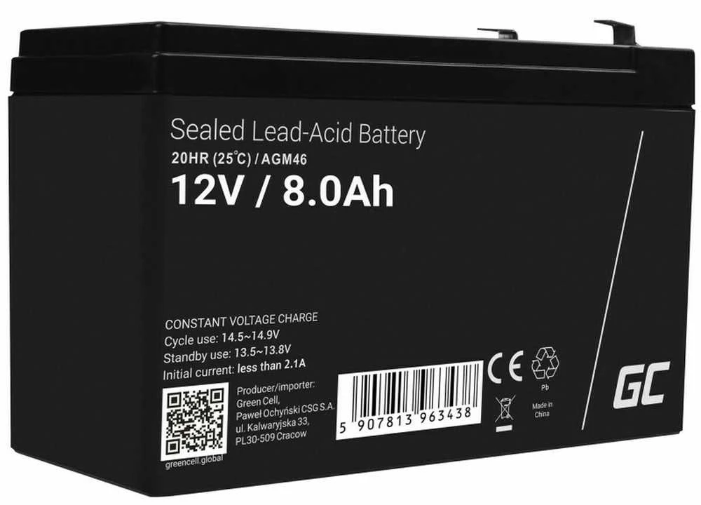 Green Cell® AGM 12V 8Ah VRLA akumuliatorius (AGM46)