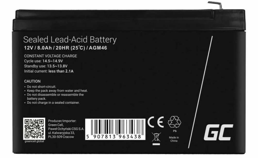 Green Cell® AGM 12V 8Ah VRLA akumuliatorius (AGM46)