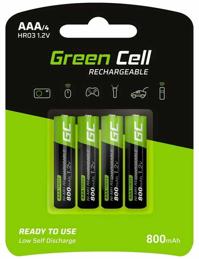 Green Cell Žalias Cell AKUMULIATORIUS AQ-AAA-800/GC*P4 1.2V Ni-MH HR03, AAA Žalias Cell
