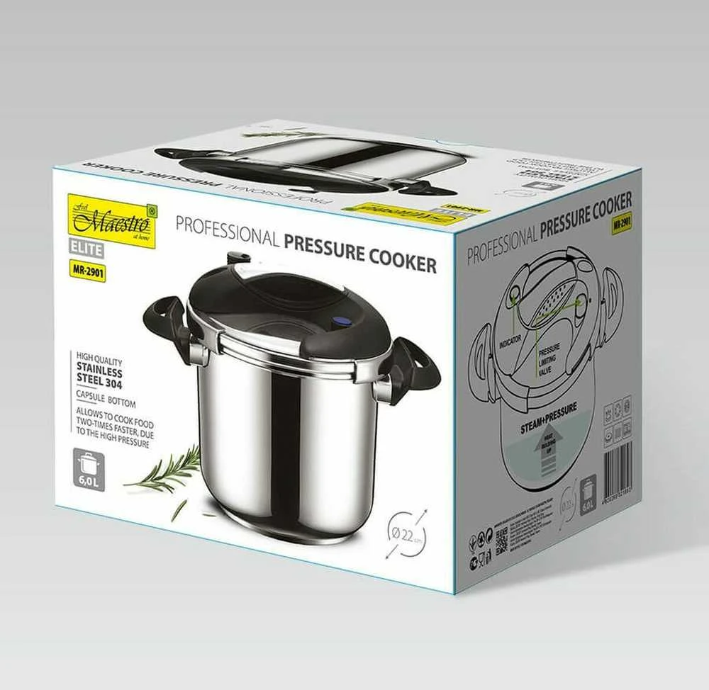 MAESTRO MR-2901 Greitpuodis 22 cm 6 l Sidabrinis