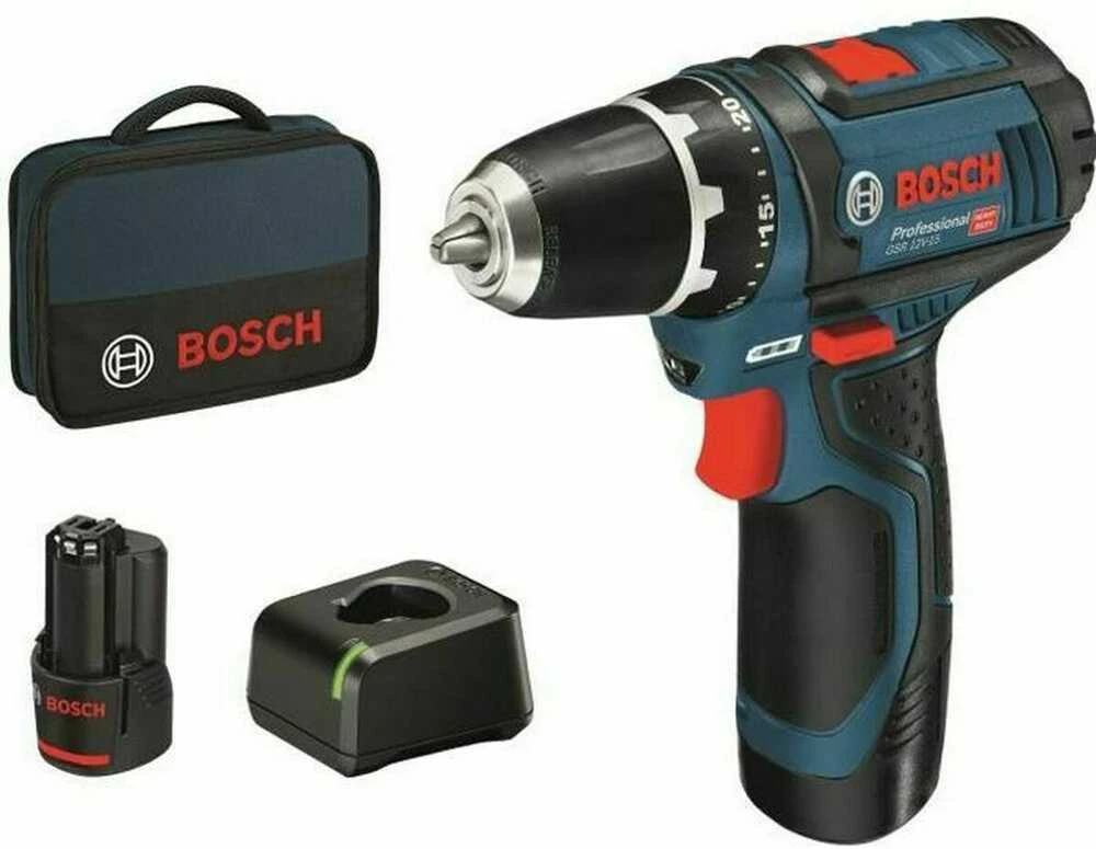 Bosch Akumuliatorinis suktuvas GSR 12V-15 2x2.0Ah Akumuliatorinis Suktuvas