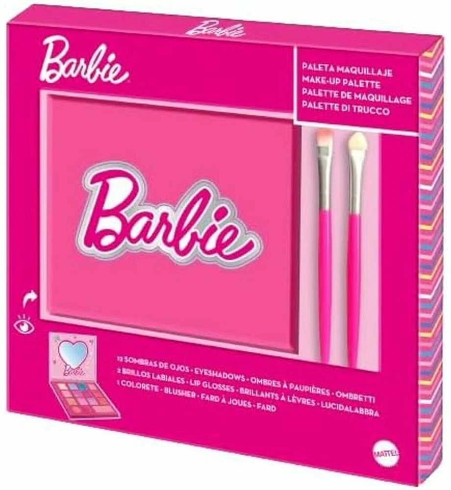 Cartoon Barbie Niños Set Sombra De Ojos y Brillo De Labios 1un