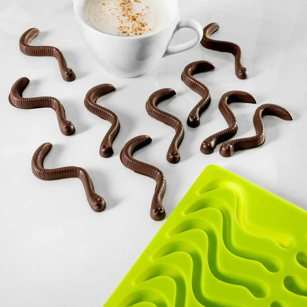 Guminukai WORMS želė, šokoladas, ledo formelė