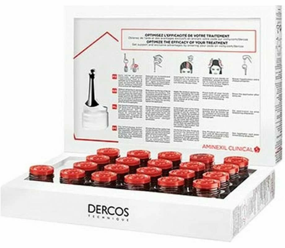 Vichy Dercos Aminexil Clinical 5, ampulės nuo plaukų slinkimo moterims, 21x6 ml