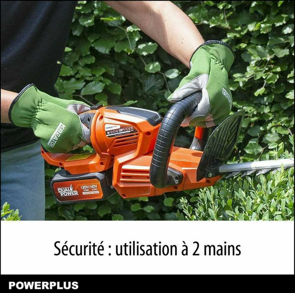 POWERPLUS Dvigubo galingumo aukščio dydis Powdpg7536 - 40 V akumuliatorius, be akumuliatoriaus ir įkroviklio, 670 mm ašmenys, 22 mm nuokrypis