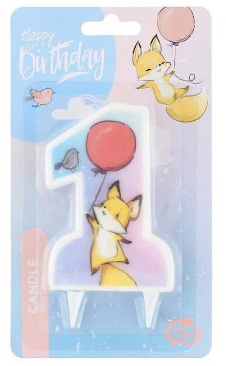 GoDan Skaičius 1 žvakė su lapu - 10 cm - 1 pc. universali