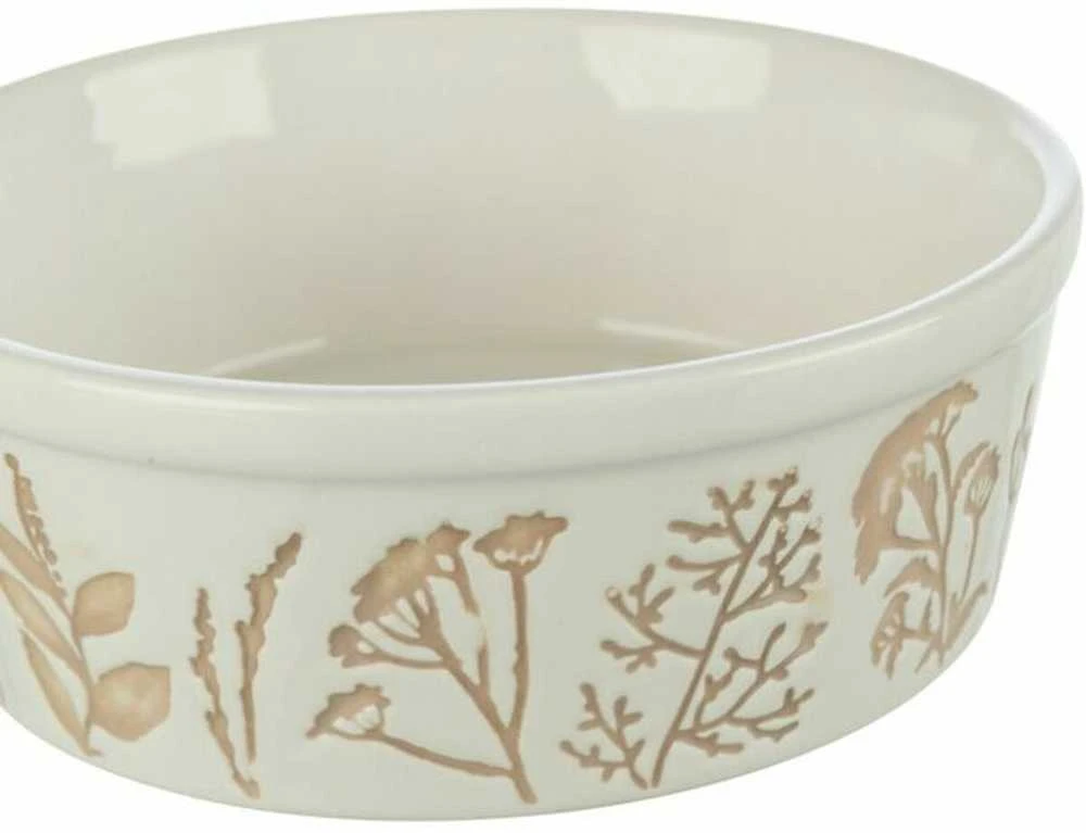 Trixie dubenėlis, šuniui, keramikinė, motyw ro�linny, bia�a/taupe, 0,7 l/16 cm