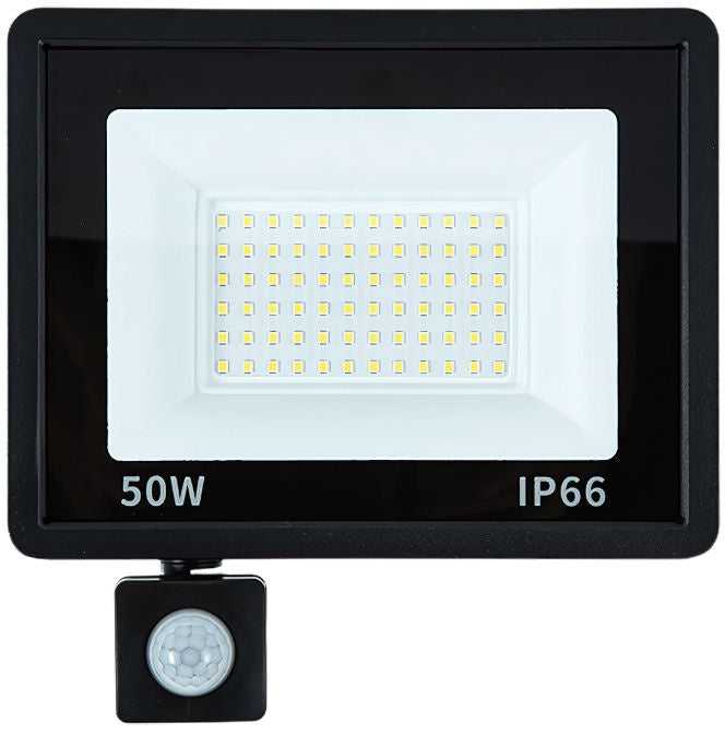 Halogeninis LED prožektorius 50 W, 6000 K, su prieblandos ir aušros jutikliu, IP66