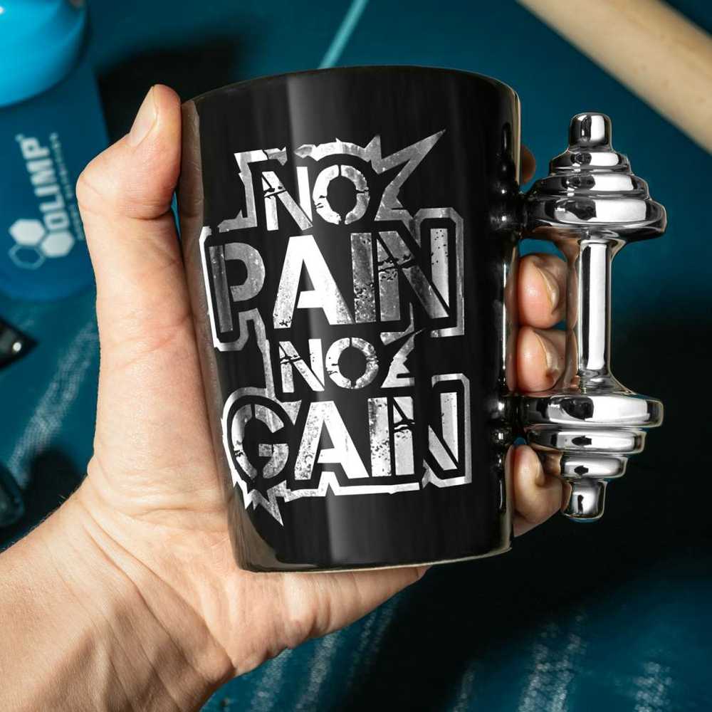 Hantelio puodelis „Jokio skausmo nėra naudos“ 350 ml