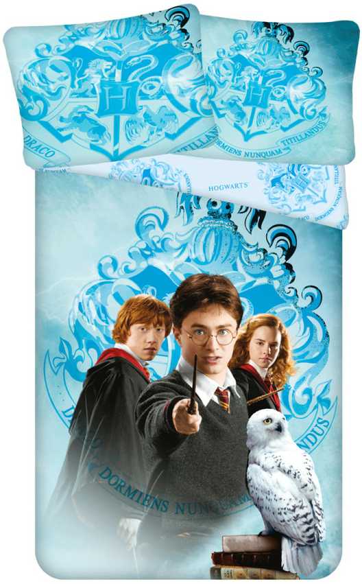 Patalynė dziecięca 140x200 Harry Potter mėlyna młodzieżowa poszewka 70x90 August 23