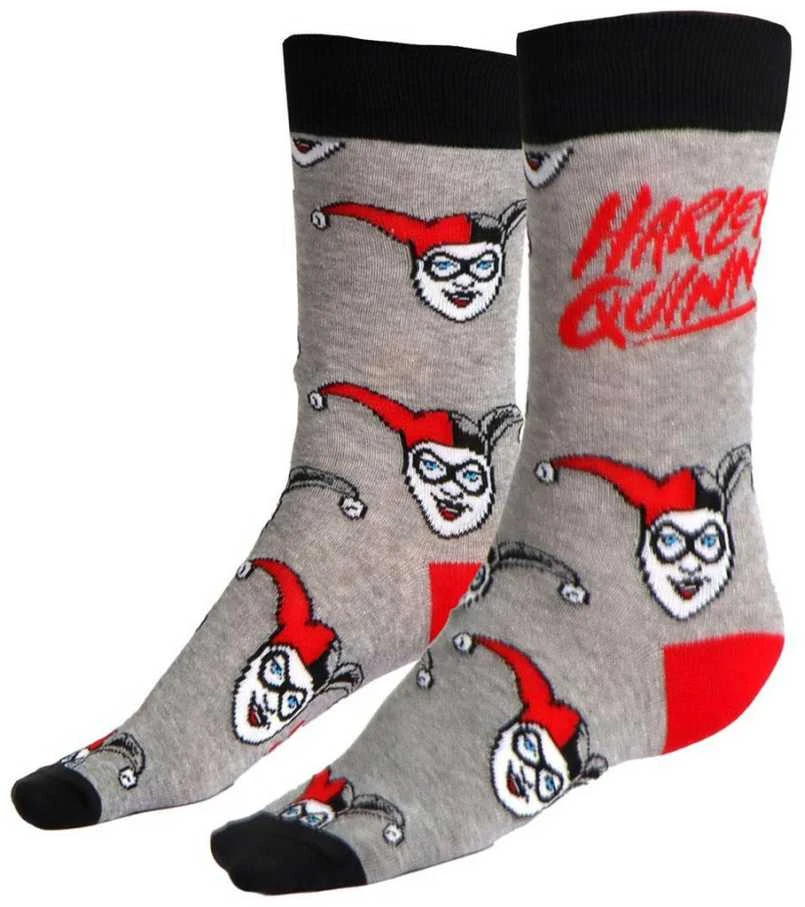 Harley Quinn pilkos suaugusiųjų ilgos kojinės 36/43