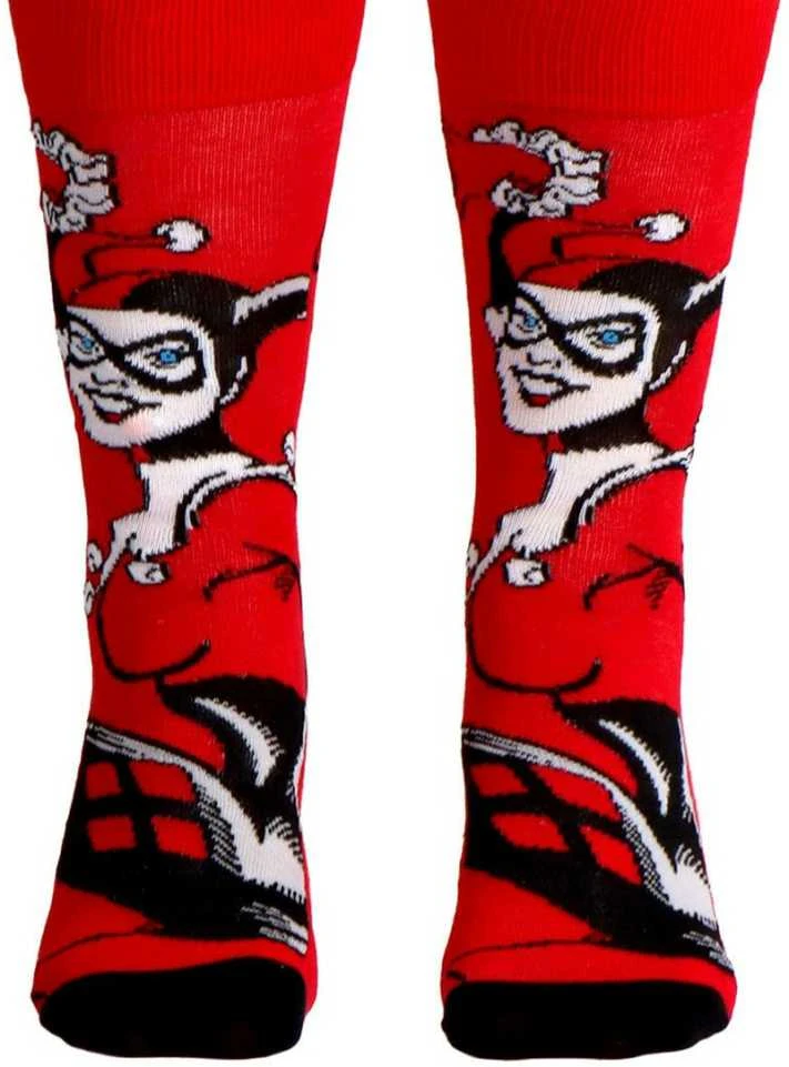 Harley Quinn raudonos suaugusiųjų ilgos kojinės 36/43