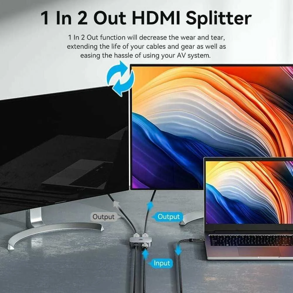 Vention 1 į 2 HDMI skirstytuvo schema