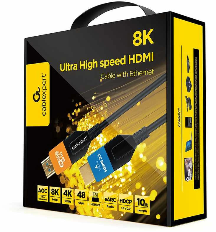 Gembird Cablexpert Active Optical (AOC) itin didelės spartos HDMI kabelis su Ethernet AOC serija, 10 m | CC-HDMI8K-AOC-10M