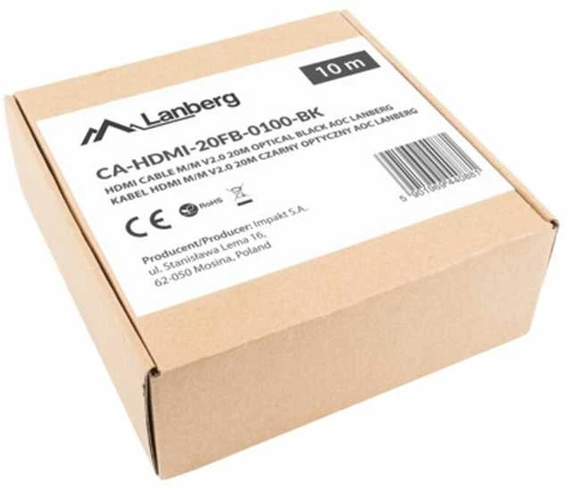 LANBERG HDMI CABLE M/M V2.0 10M OPTICAL AOC Juodas CA-HDMI-20FB-0100-BK