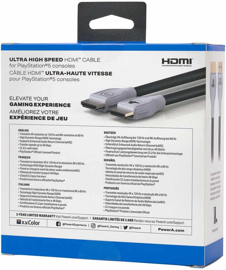 Power A Maitinimas A PowerA Ultra High Speed HDMI laidas skirtas PlayStation 5 3M |2.1 8K60hz/4k120hz