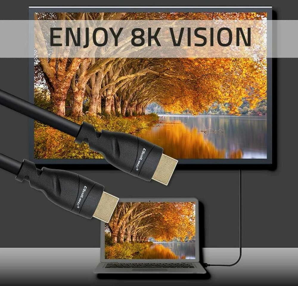 Qoltec 50353 HDMI v2.1 kabelis Itin didelės spartos 8K | 60Hz | 26AWG | AUKSAS | 5 m