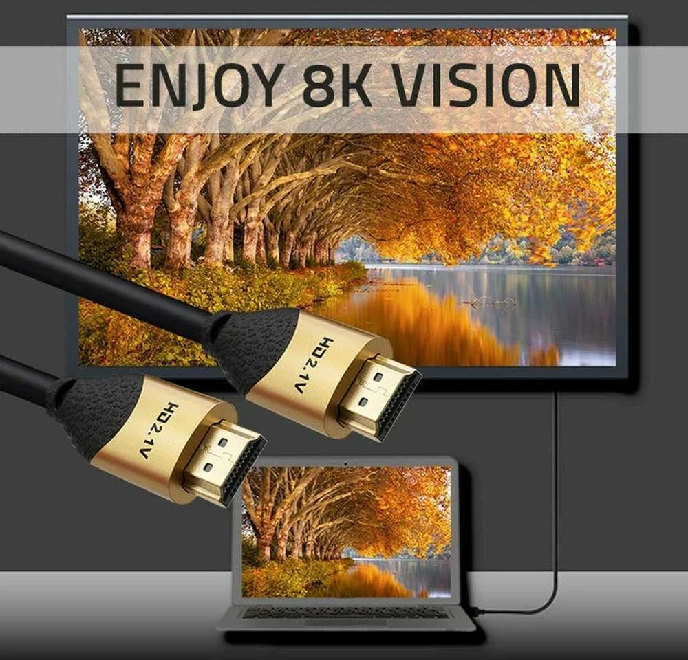 Qoltec Kabelis HDMI v2.1 Itin didelės spartos 8K | 60 Hz | 30AWG | AUKSAS | 1m