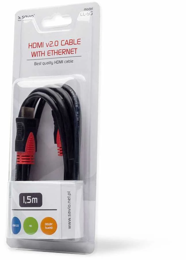 Savio CL-95 HDMI cable 1,5 m HDMI Type A (Standard) Juodas,Raudona