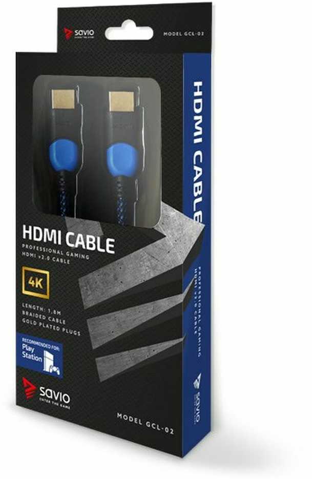 Savio GCL-02 HDMI cable 1.8 m HDMI Type A (Standard) Juodas,Mėlyna