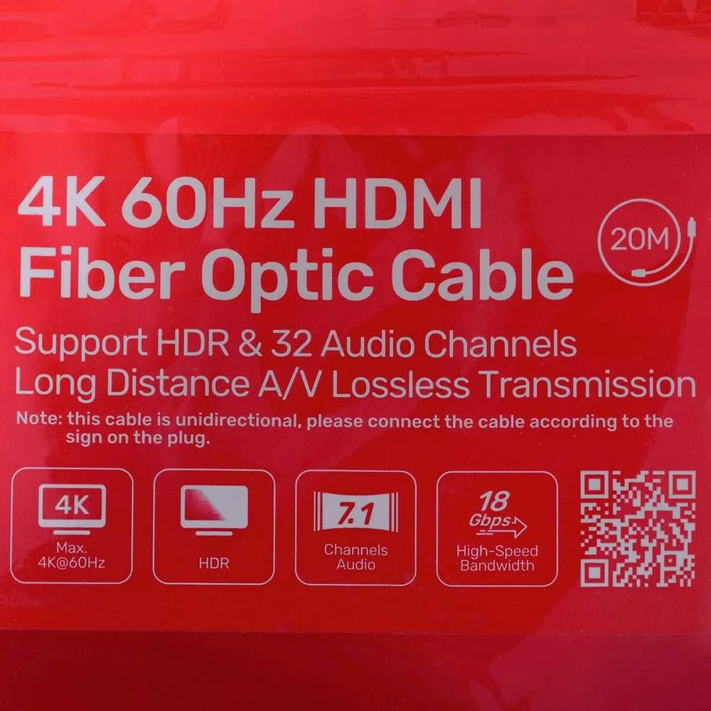 UNITEK C11072BK-20M optinis kabelis HDMI 2.0 AOC 4K 60Hz 20m