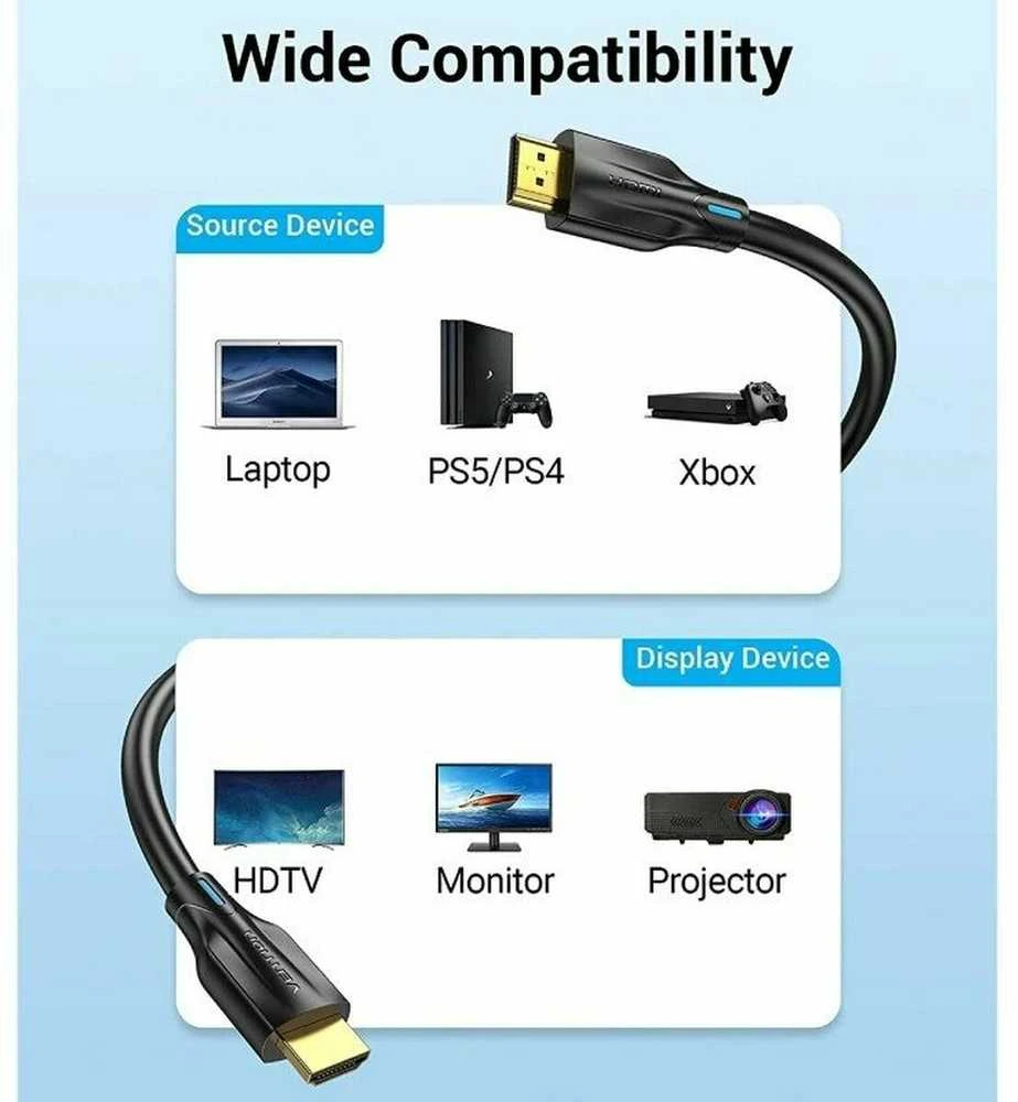 Vention HDMI 2.1 kabelis 1m 8K - Juodas